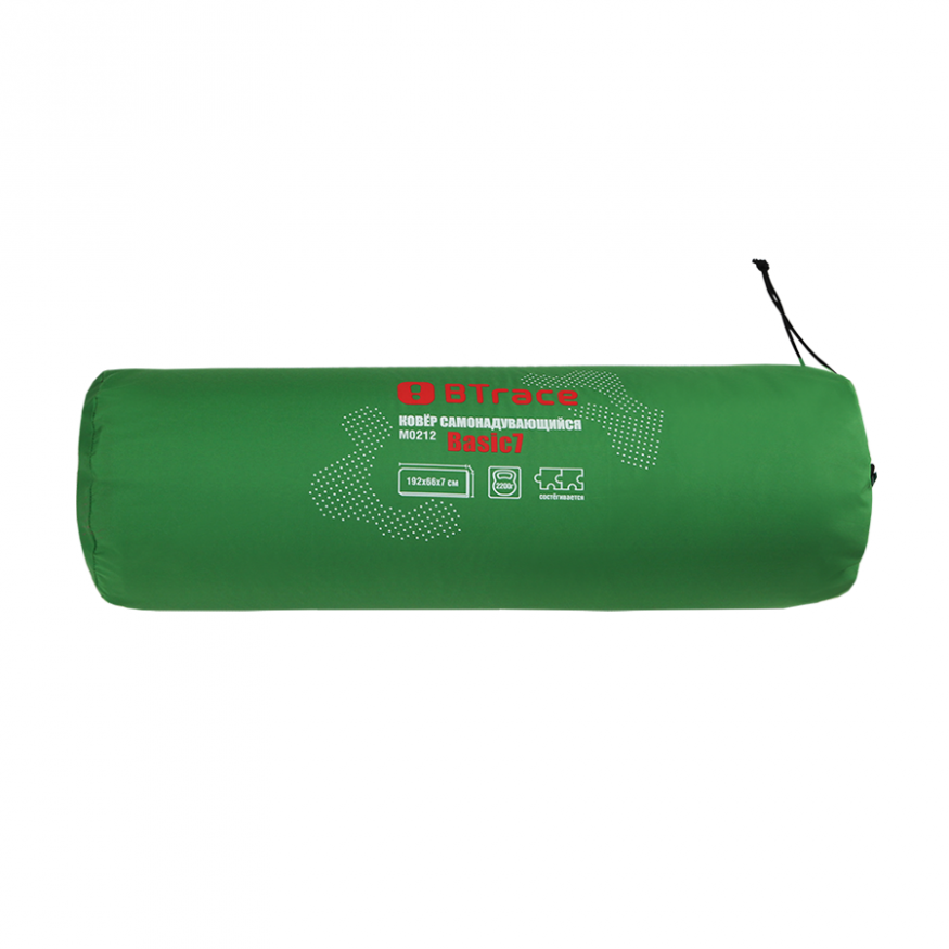 Коврик самонадувающийся BTrace Basic 7, 192x66x7 см, зеленый, BTrace